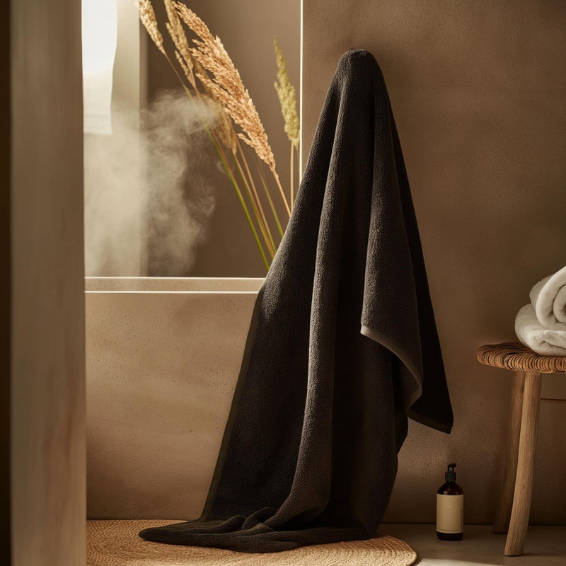 SALBAKOS 100% Turkish Cotton Jumbo Bath Sheet Towel Oversized 40x80 inch | Premium Hotel & Spa Quality, Soft, Absorbent, XL Bath Towels | Made in Turkey (Pack of 1, Black, Jumbo Bath Sheet) - Image 4